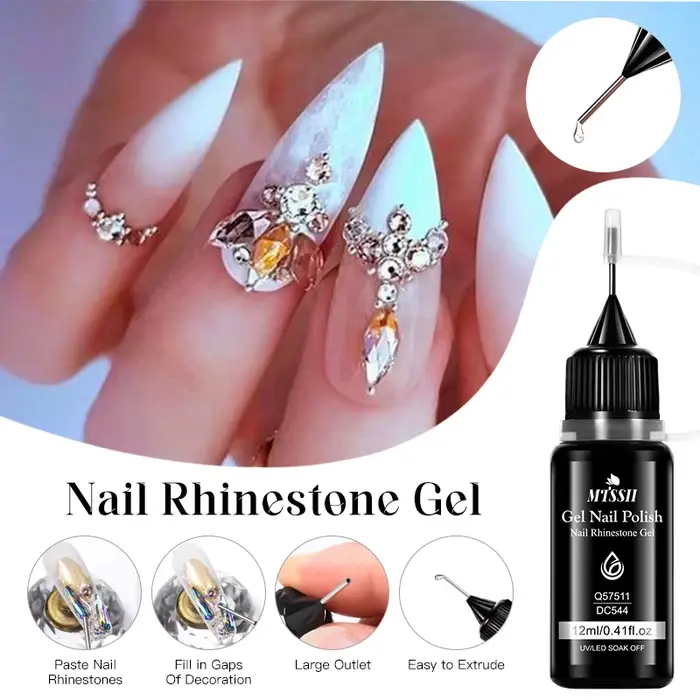 Vernis à ongles Gel strass Super fort, colle pour breloque des ongles 3D, décoration scintillante, g