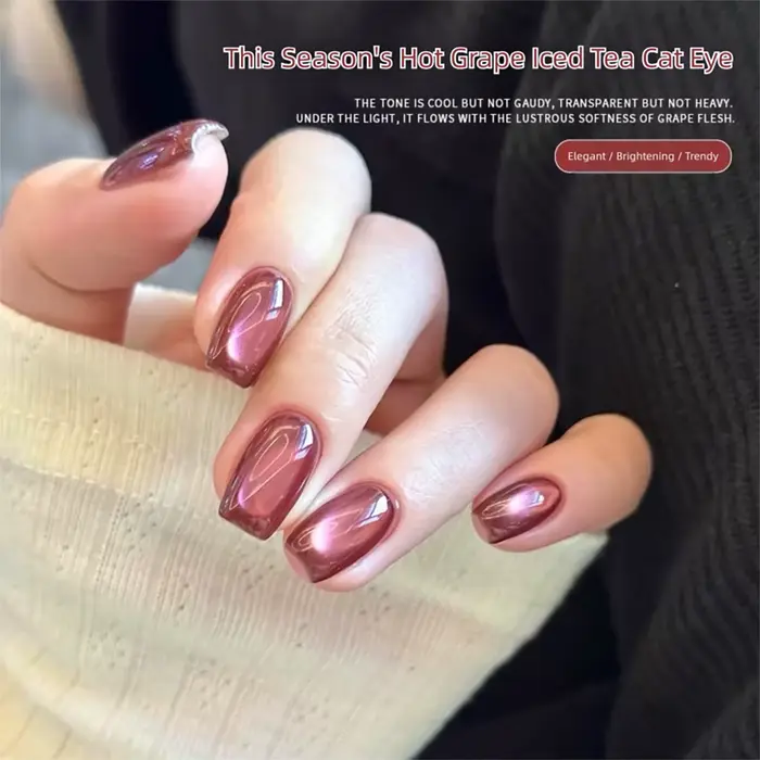 MIANEL 2026 Nouveau Vernis Gel Effet Œil de Chat Thé Glacé Raisin Rouge Cerise Satiné Blanc Porcelaine Perles de Verre Flatteur Polyvalent Nail Art