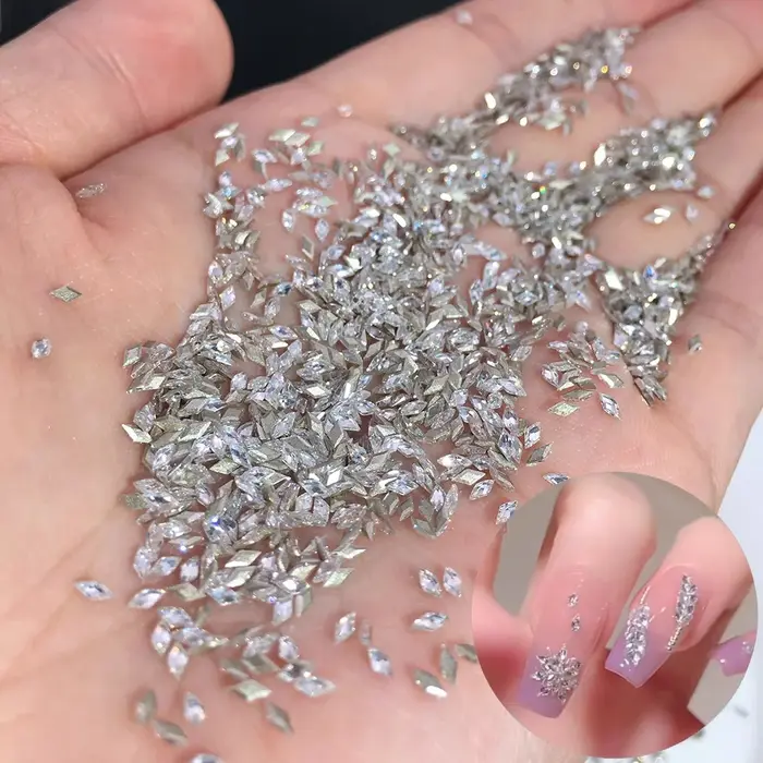 100 pièces glace-Transparent Mini étincelle Nail Art strass 1.5x3mm oeil de cheval/losange 3D paillettes ongles diamant bricolage Chic petit cristal