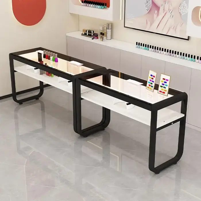 Chaises support Table à ongles luxe européen noir Design esthétique Table à ongles organisateur de rangement Mesa Para meubles de manucure
