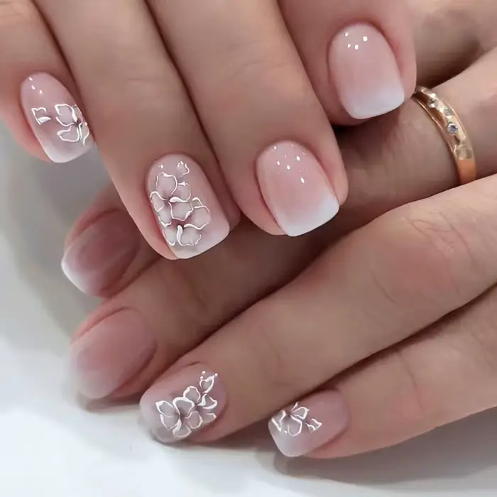 Faux Ongles de Style Ballerine Française