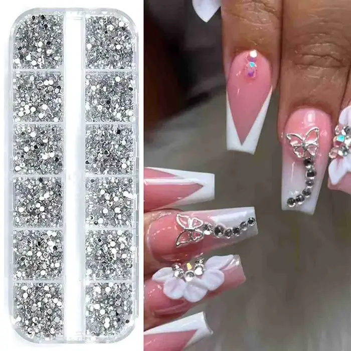 Strass acryliques multi-tailles à dos plat pour Nail Art