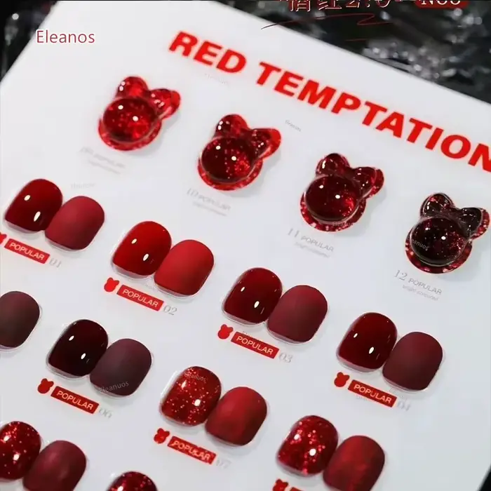 Dannycoll rouge Gel photothérapie polissage 12 pièces paillettes vernis Gel trempage vin