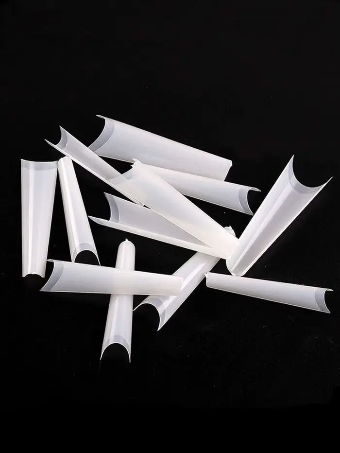 240 faux ongles longs transparents en forme de cercueil