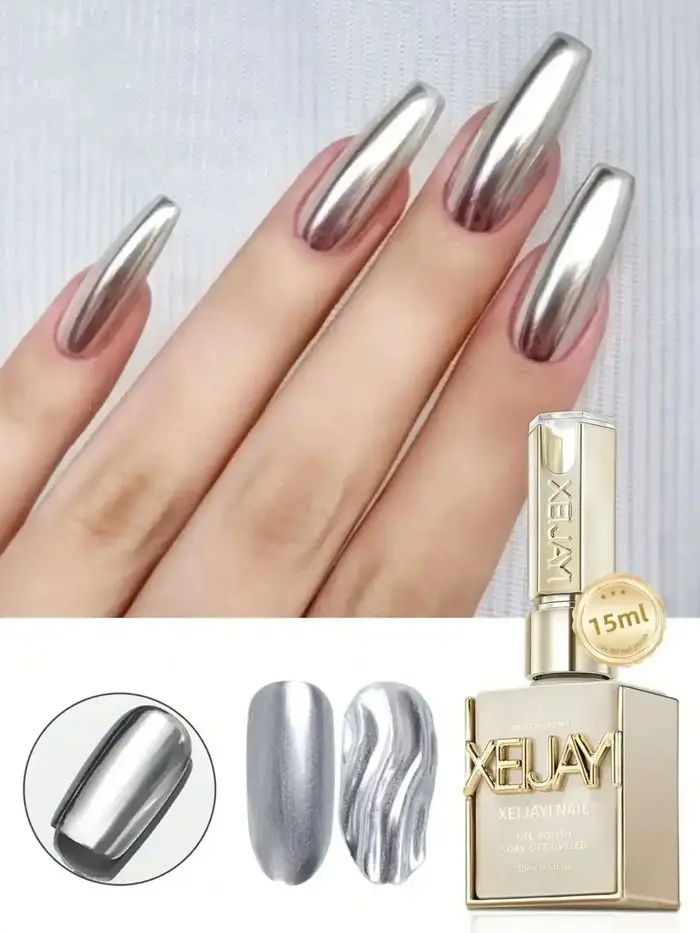 15ML miroir argent peinture métallique Gel vernis à ongles tremper Gel vernis à ongles argent miroir