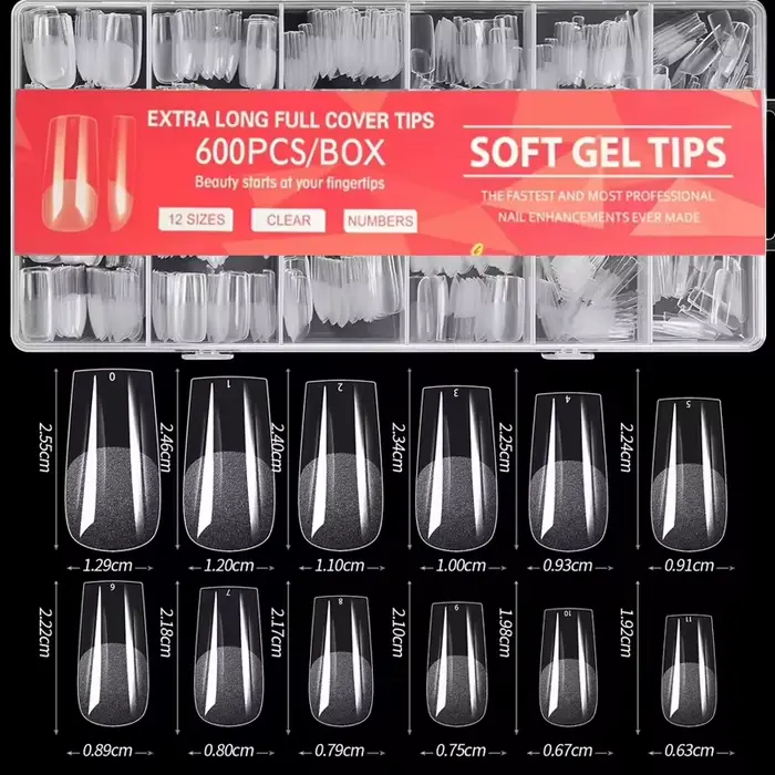 600 faux ongles carrés français semi-mat à couverture complète