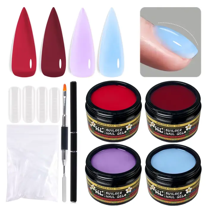 Gel de construction pour extensions d'ongles HL 20g | Gel LED Curable Rose Nude et Rouge Profond,