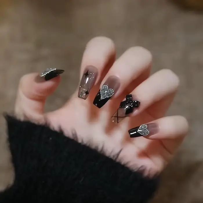 24 pièces/1 boîte filles chaudes portent des gros arc filles chaudes Nail Art faux ongles