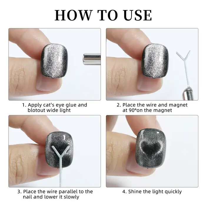 Ensemble d'aimants pour Nail Art, avec fil de fer, tige magnétique œil de chat, aimant puissant en f