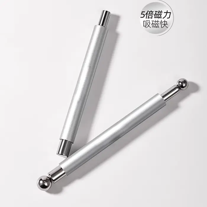  Stylo magnétique pour ongles, Double tête + boule ronde en acier, œil de chat, argent/rose, bâton