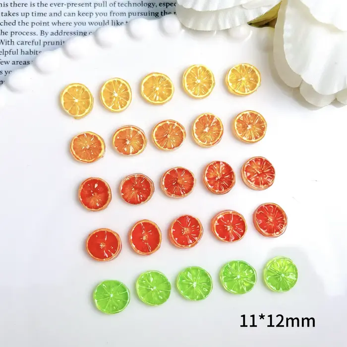 Pièces de breloques pour ongles en résine de citron
