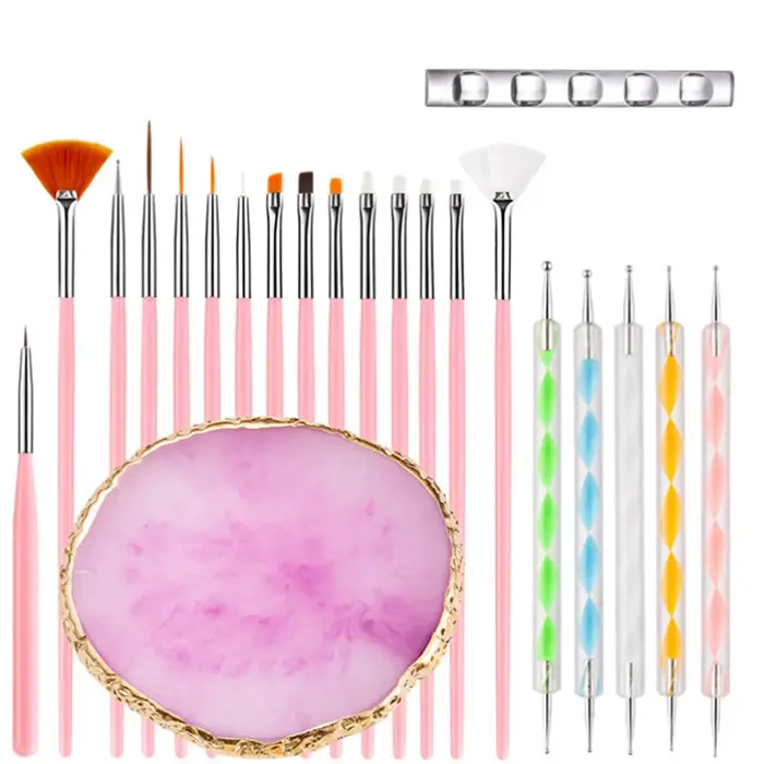 Ensemble d'outils pour nail art - 22 pièces, pinceaux à ongles, outils de pointillage, palette en ré