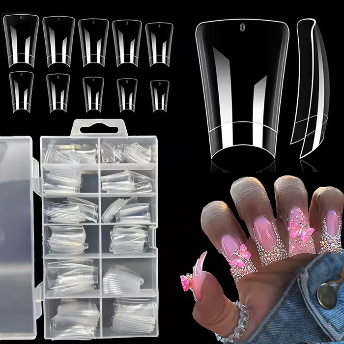 120 pièces de pointes d'ongles de canard de longueur moyenne, 12 tailles en boîte, ongles de canard