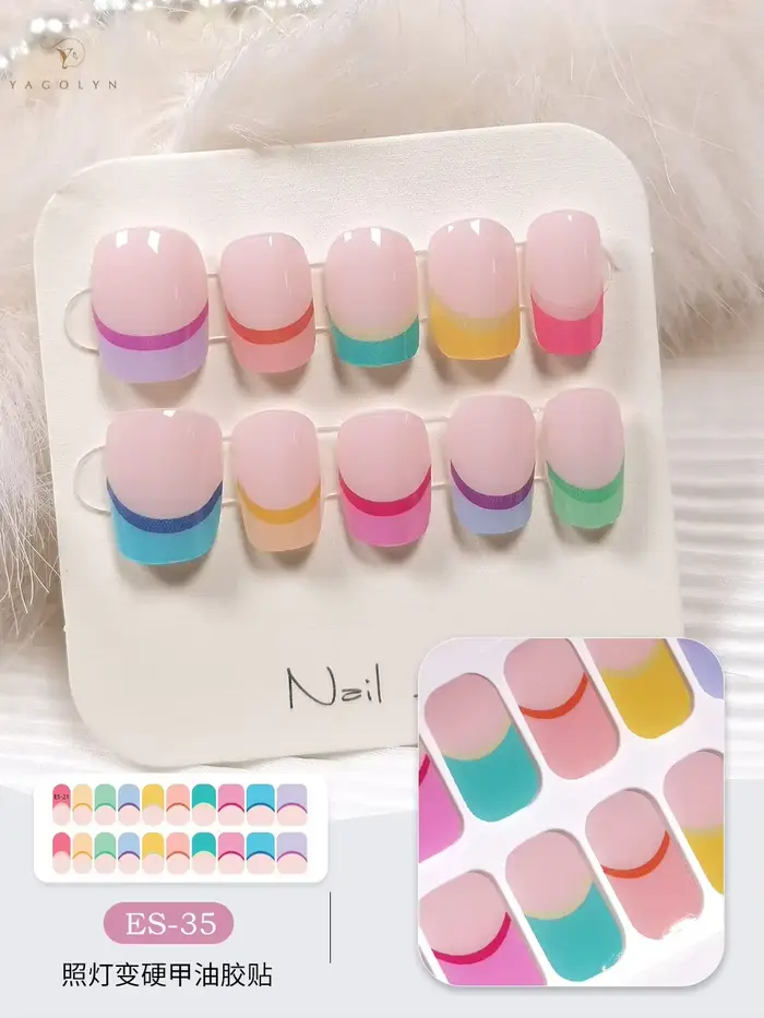 Autocollant gel UV semi-durci, bandes adhésives pour ongles, couverture complète, longue durée, 20 c