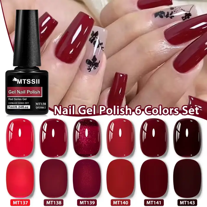 6/12 pièces cerise rouge série Gel vernis à ongles ensemble vin rouge chat Gel magnétique Semi Perma
