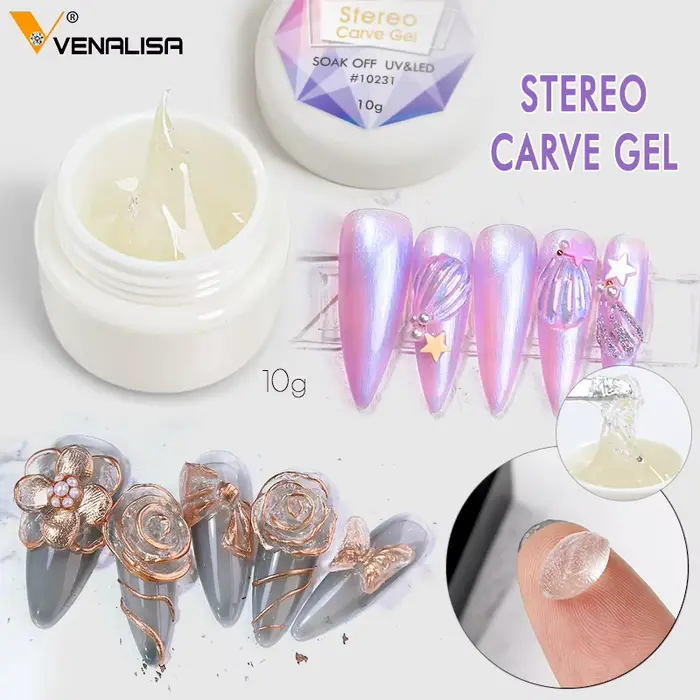 VENALISA stéréo sculpter Gel PVC doux solide Gel pétrir en diverses formes vernis à ongles pour Nail Art Transparent UV Gel tremper