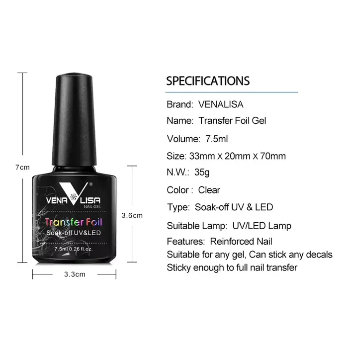 Venalisa – Gel de colle pour ongles, forte adhérence pour autocollants d'art en aluminium, vernis Ge