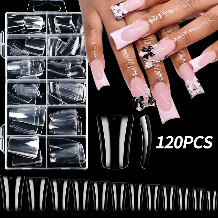 120 pièces Transparent large canard Fasle ongles conseils longueur moyenne canard pieds presse sur o