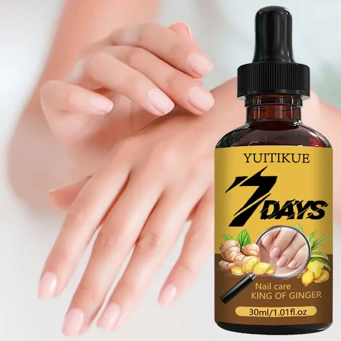 YUITIKUE Huile de Soin des Ongles au Gingembre 7 Jours - Nourrit et Renforce les Ongles, Flacon comp