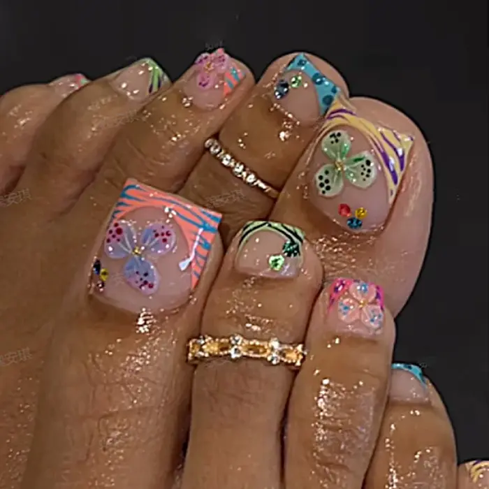 Faux ongles français à tête carrée courte