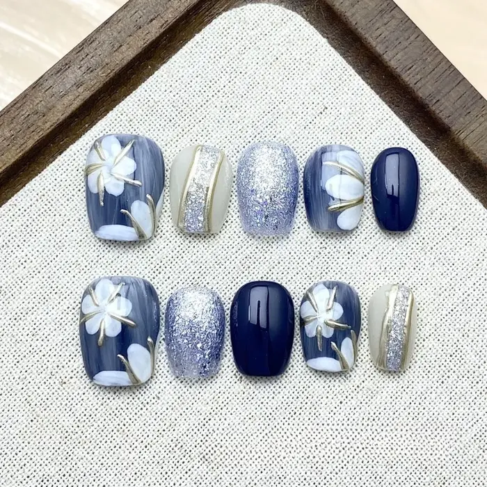 Ongles faits à la main pour filles printemps été pointes d'ongles auto-adhésives fleurs