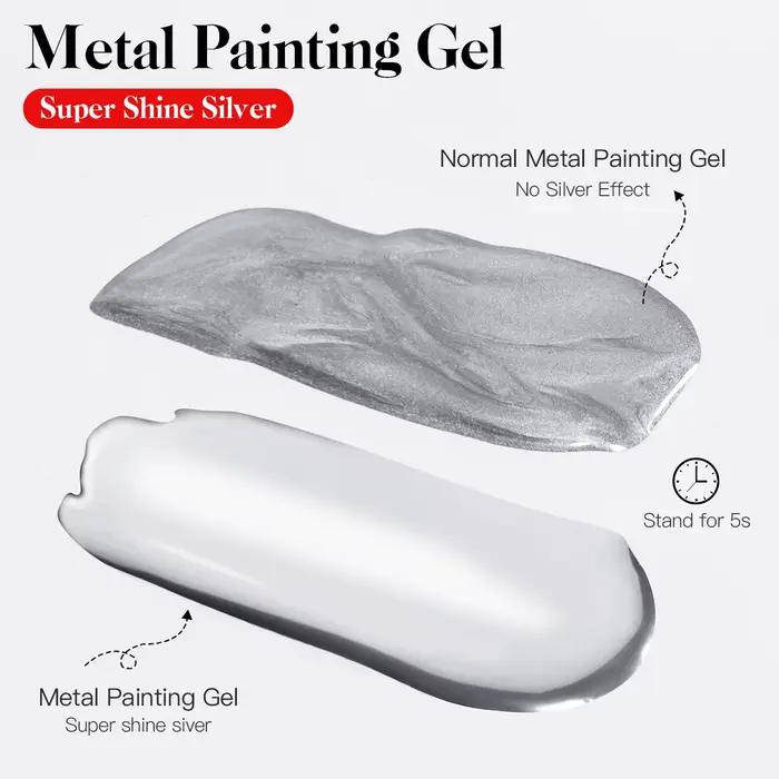 Vernis à ongles gel métallique argenté effet miroir