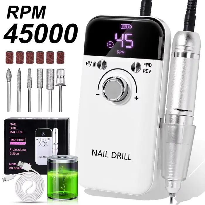 Perceuse à ongles électrique professionnelle, 45000 tr/min, pour vernis à ongles en Gel, lime à ongl
