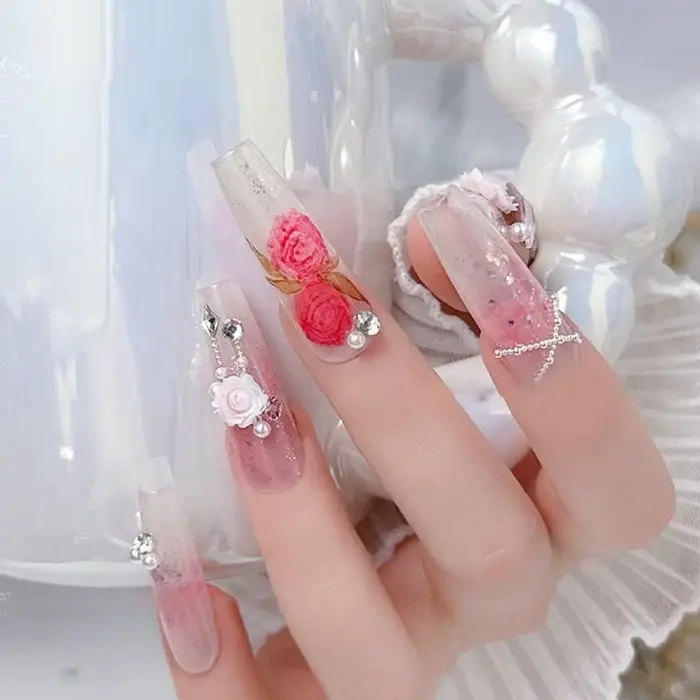 831E 50pcsdecorez vos ongles avec des accessoires rose en résine adaptés aux amateurs