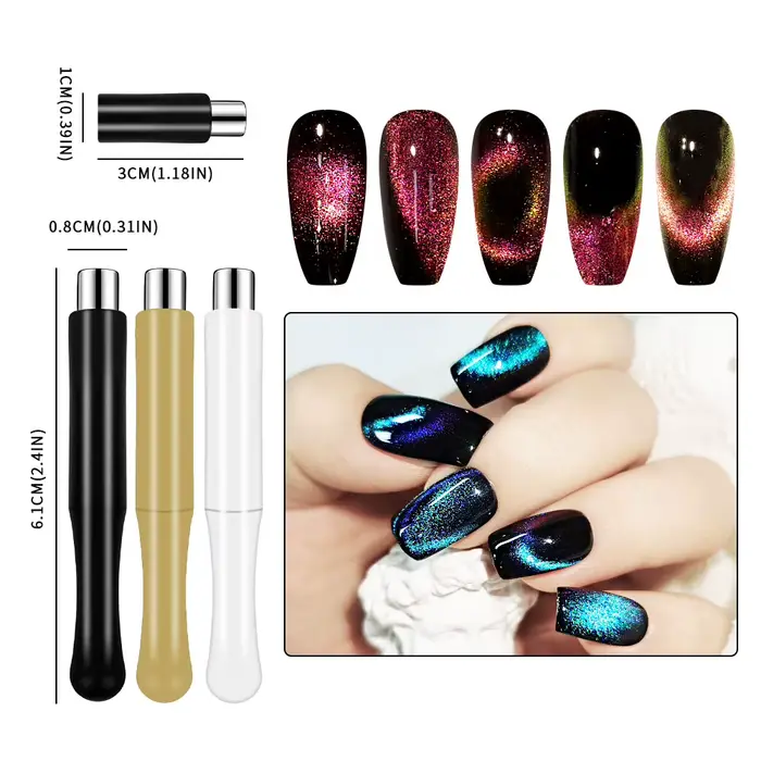 Kit de stylo baguette magnétique pour Nail Art, pour peinture sur Gel œil de chat 3D, baguette magné