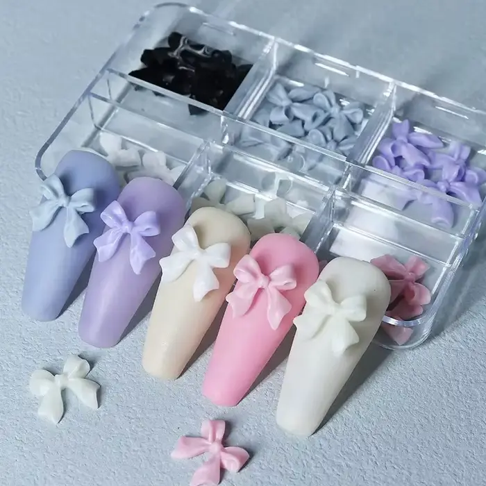 30 pièces Kawaii Mini nœud 3D mignon Nail Art décorations mat papillon ongles breloques conceptions bricolage résine