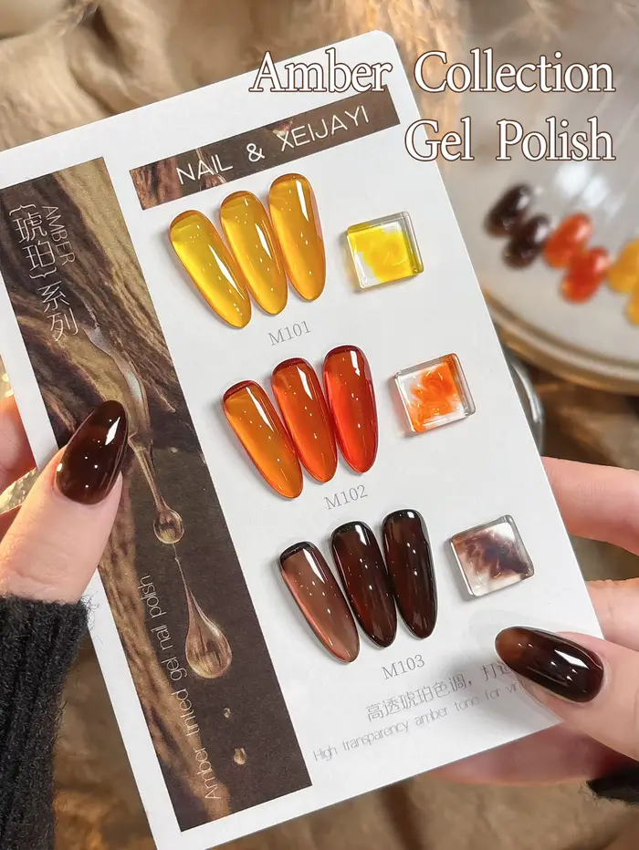 XEIJAYI Lot de 3 Gels Ongles Orange Ambré 15ML Semi-Permanents pour Nail Art