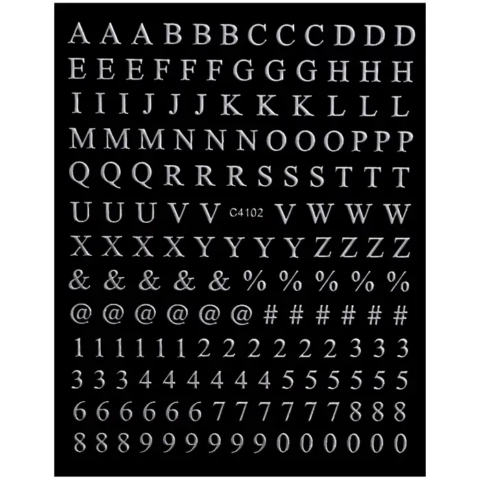 8 feuilles lettres Nail Art autocollants numéro ongles décalcomanies auto-adhésif luxe or argent ang