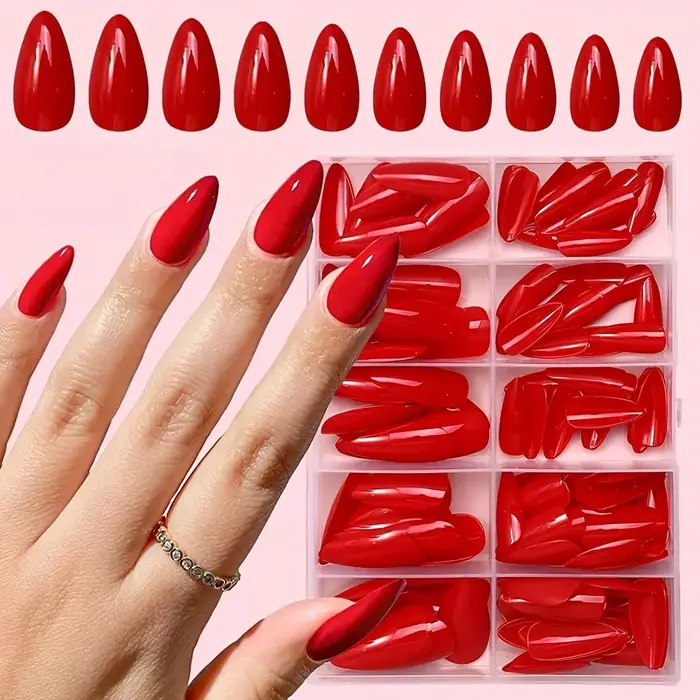 Boîte de 120 pièces en forme d'amande rose pièce d'ongle blanc presse française sur les ongles