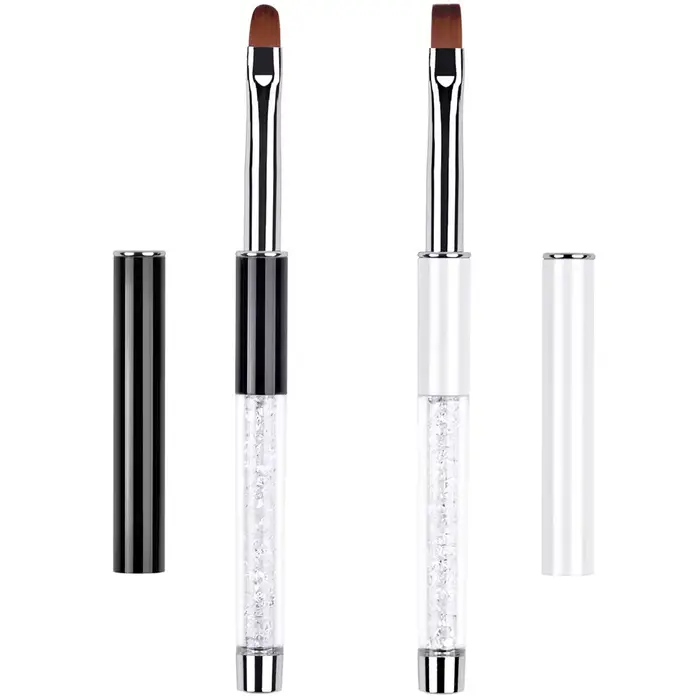 Brosse à ongles ovale et plate pour Gel UV, noir et blanc, constructeur professionnel, stylo pour la