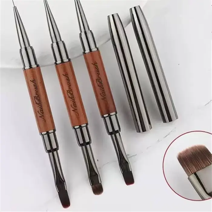 Ensemble de pinceaux à ongles en ébène avec couvercle