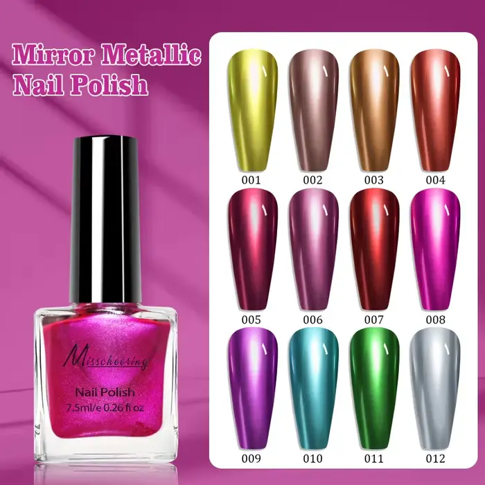 Vernis à ongles effet miroir métallique 12 couleurs