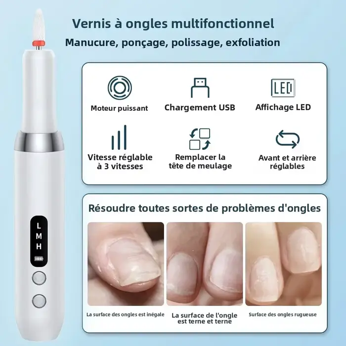 Perceuse à ongles électrique – Outil professionnel de manucure/pommisme pour le limage