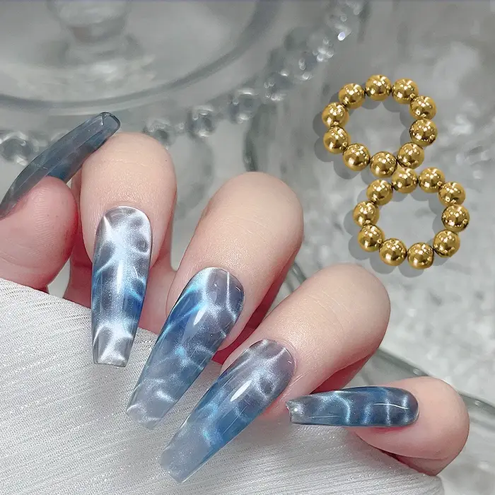 10 pièces/20 pièces ondulation de l'eau oeil de chat perles de Gel magnétique multifonctionnel Nail Art fleur sculpture