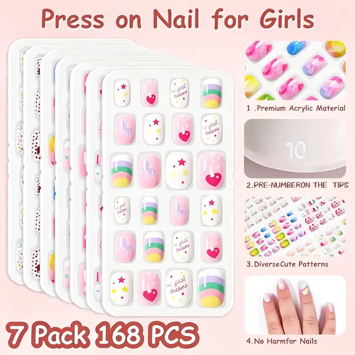 168 faux ongles pour enfants