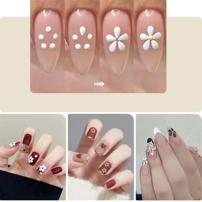 Stylo à points multi-usages en forme de fleur à 5 pétales pour nail art