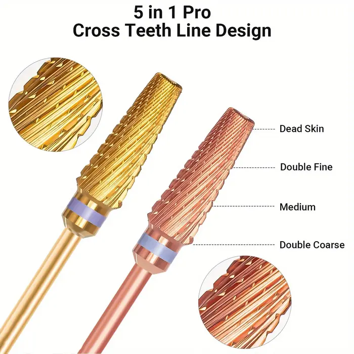 Foret à ongles professionnel 5 en 1, Version carbure multifonctionnelle de taille mixte, adapté à la