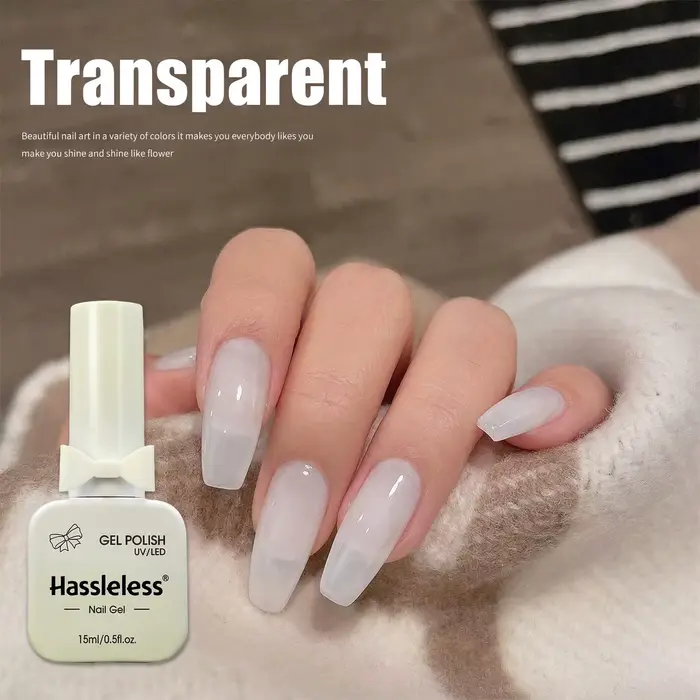 Vernis à ongles gel blanc laiteux Hassleless Pudding, vernis gel UV couleur pure, pour les professio