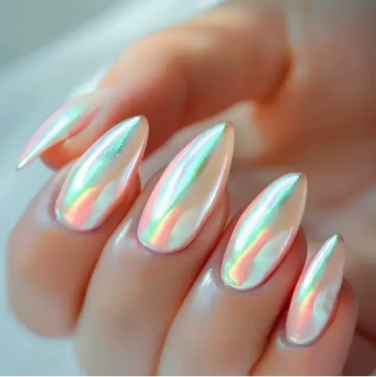24 faux ongles autocollants effet œil de chat rouge brillant, couvrance totale, couleur nude, forme
