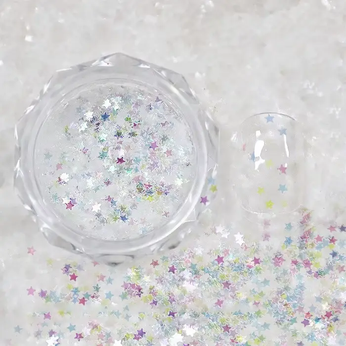 1 pot de paillettes étoiles scintillantes mini 1 mm pour ongles, décoration d'ongles, accessoires mi