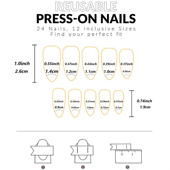 Faux ongles de taille moyenne en amande