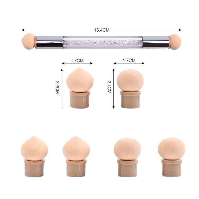 Stylo d'ombrage dégradé à Double extrémité, brosse à points, éponge, poignée en strass, outil de pei