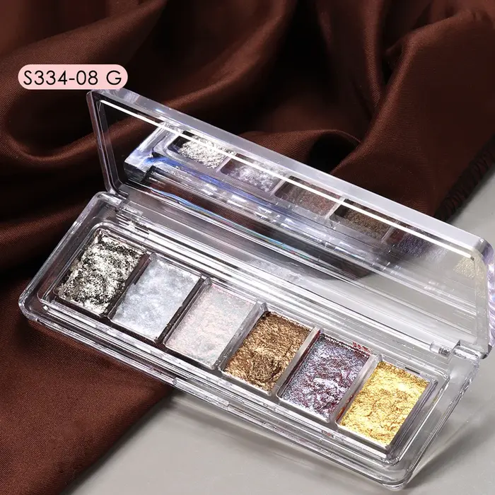 6 grilles brillant Bling boue solide ongles Pigment cristal aurore opale frottant la poussière Chrome