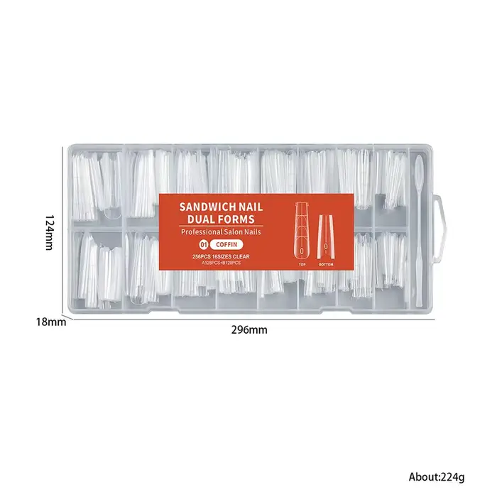 256 pièces/ensemble de formes à ongles sandwich