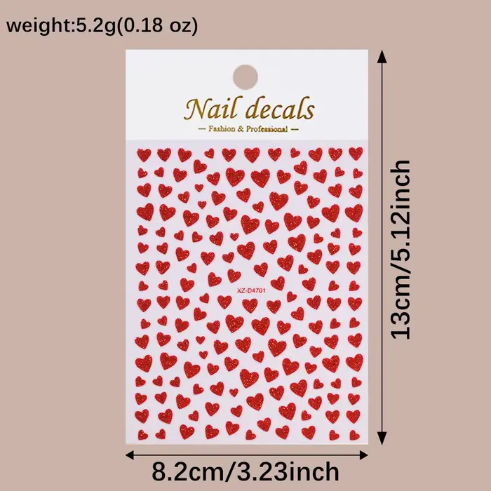 Autocollants pour ongles 5D à paillettes violettes pour la saint-valentin