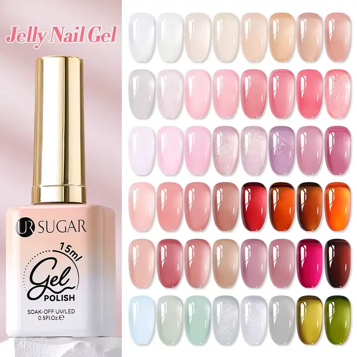 UR SUGAR 15ml gelée nue Gel vernis à ongles rose clair translucide couleur tremper UV LED Gel vernis